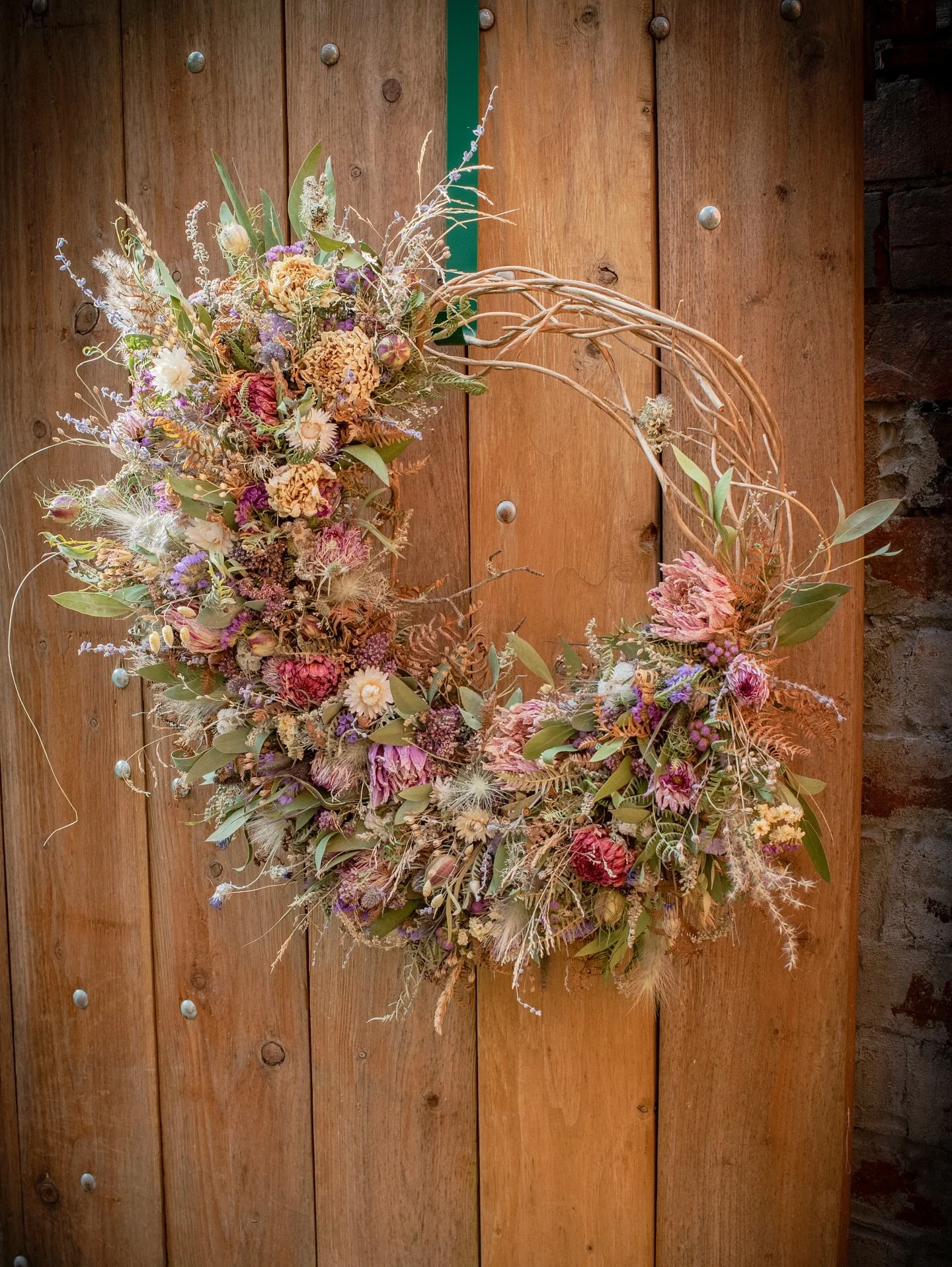 All for a wonderful witchy wedding this weekend- a large wreath for an ancient door; buttonholes, corsages, wands and a very special bouquet. Laura&rsquo;s bouquet was designed to be attached to a broomstick- so perfect for a wedding dream that took 