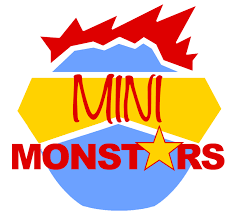 Logo with a yellow banner saying 'Mini', a red star, and the word 'Monsters' with a yellow star replacing the letter 'O'.
