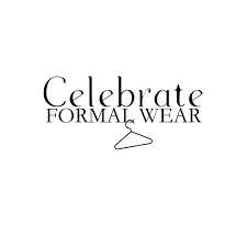 Text reading 'Celebrate Formal Wear' with a hanger icon