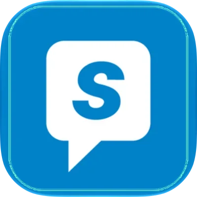 School Stream app icon: a white S in a speech bubble on blue.