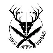 Youtube A logo featuring a stylized deer head with antlers and crossed knives, with the text 'Edge of the Outback' around the bottom.