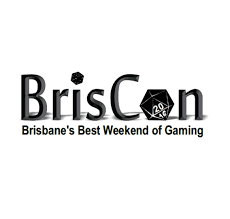BrisCon logo with a D20 die, tagline 'Brisbane's Best Weekend of Gaming'