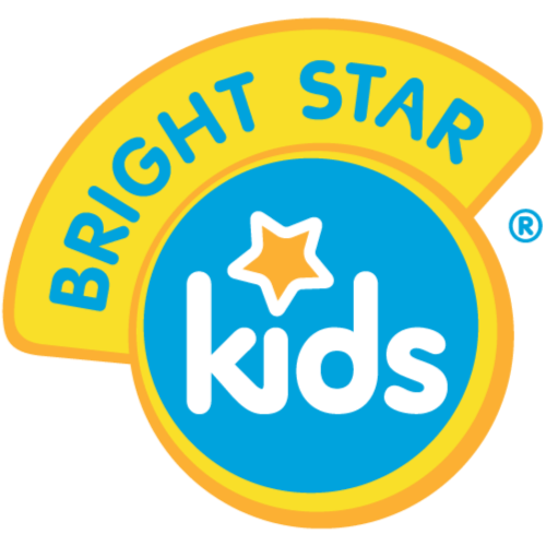 Bright Star Kids logo with a yellow semi-circle background and blue circle, featuring a star and text.