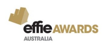 Logo for the Effie Awards Australia with a stylized gold trophy and black and gold text.