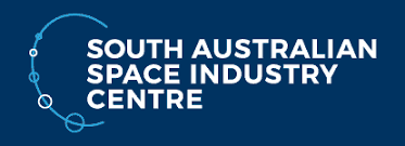 Logo of the South Australian Space Industry Centre with a blue background and white text.