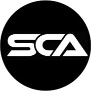 Black circle with white stylized text reading 'SCA'.