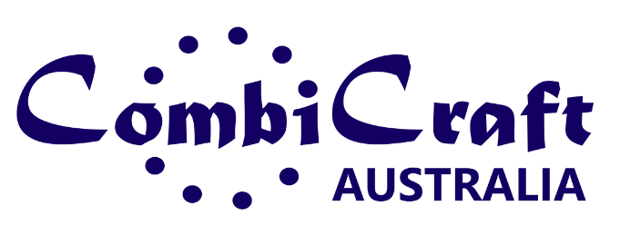 CombiCraft Australia logo with the text styled in a playful font and surrounded by dots.