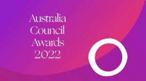 Australian Council Awards 2022 logo on a purple and pink gradient background.