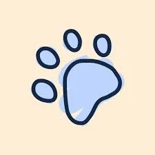 Cartoon blue paw print on a light background