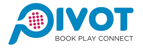 Official Pivot Sports logo in blue and pink.