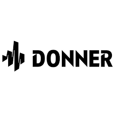 Logo with a sound wave icon and the word 'DONNER' in bold black letters.