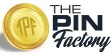 Logo of The PIN Factory featuring a gold coin with '1PF' and black text.