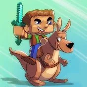 Gobspitt youtube logo Cartoon boy riding a dog with a stick in his hand, running with a joyful expression.