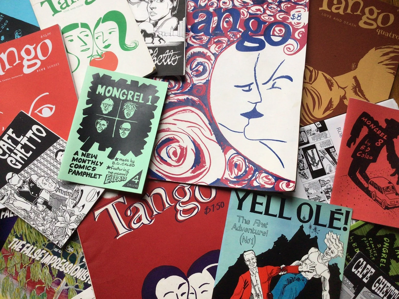 Covers of Tango and other comics produced by Bernard Caleo for Cardigan Comics.