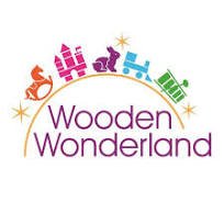 Colorful logo with toy elements and the text 'Wooden Wonderland'