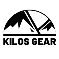Kilos Gear logo featuring mountain peaks and a stylized sun over a semi-circular background.