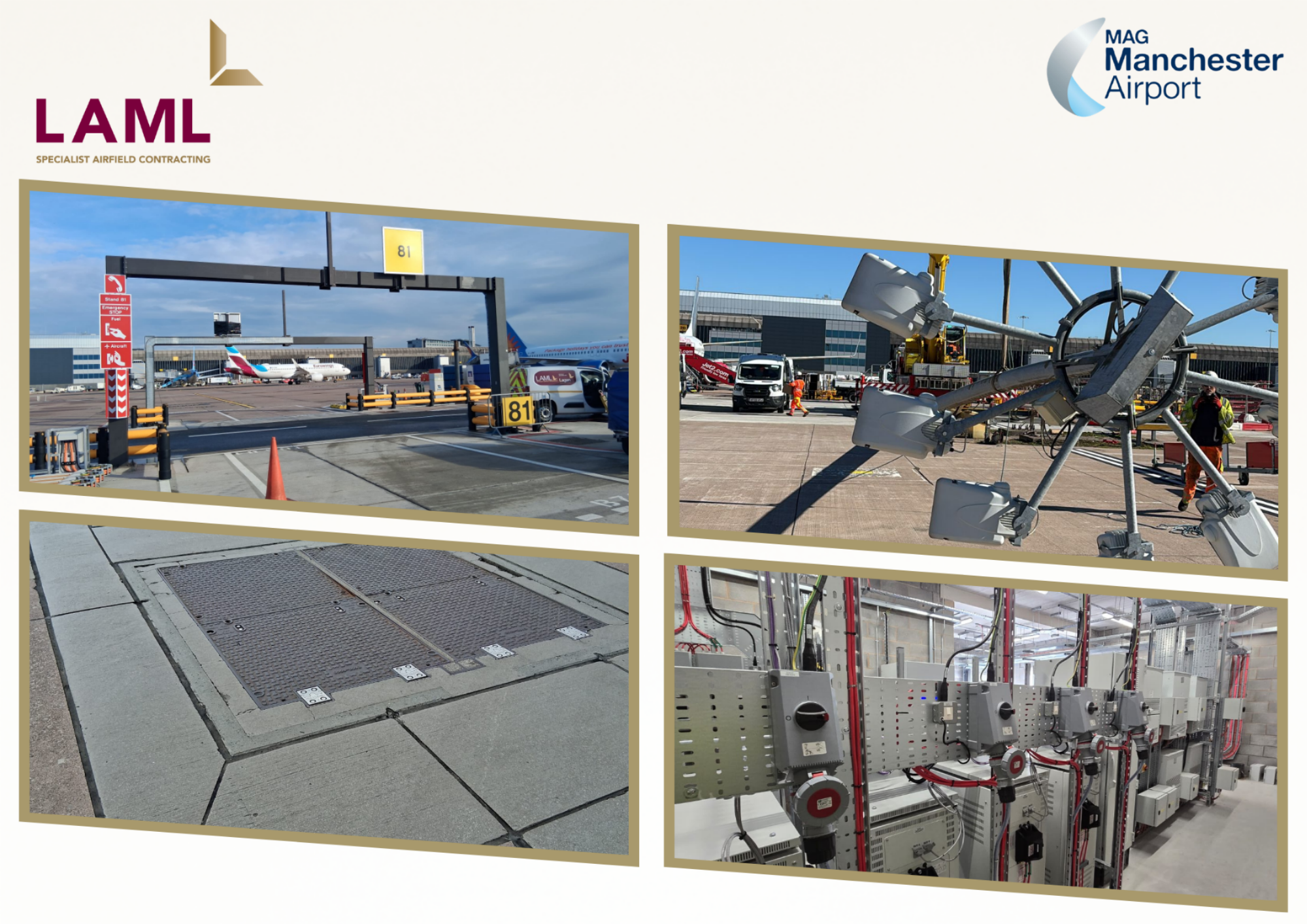 LAML delivered a major electrical and civils airfield upgrade for the MAN-TP Capital Project at Manchester Airport, involving groundworks to upgrade a taxiway duelling system, a new Link 360 ILCMS system, MEP works, drainage, ducting and removal of l