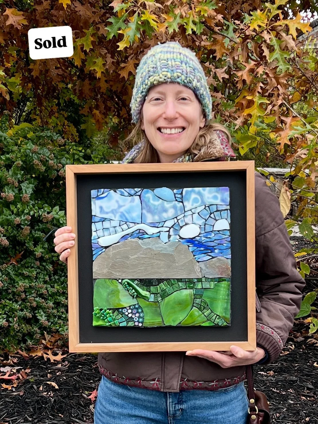 Big thanks to all the friends and art lovers who came by to check out and purchase my mosaics this past weekend at the @beaverdamstudiotour. It was my best show to date, and many mosaics found new homes. We even had a very special visitor (See the 6t