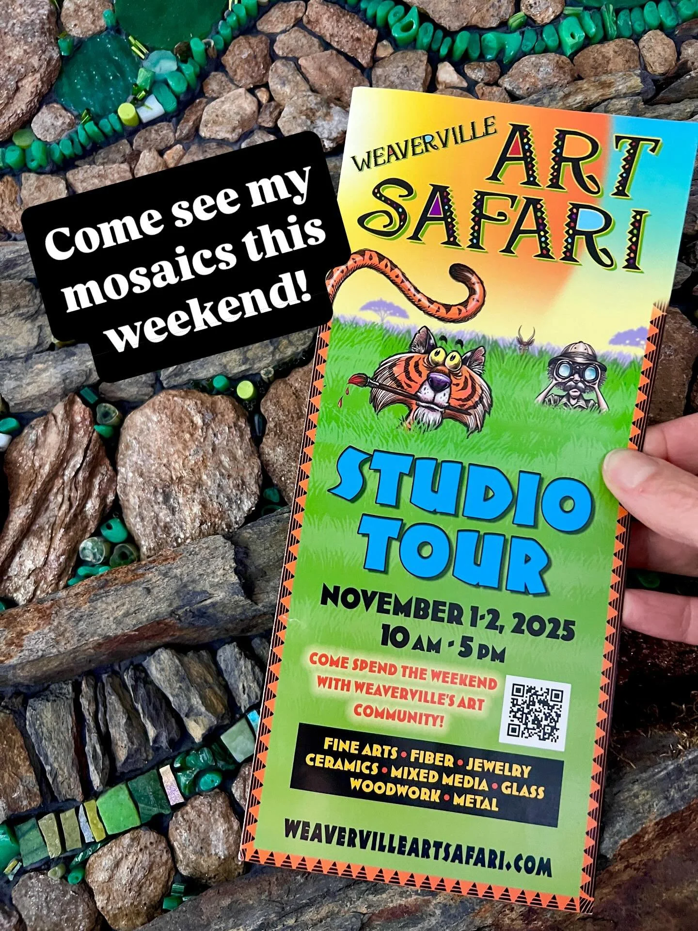 Friends and art lovers, come see  my nature-inspired mosaics this weekend at @weavervilleartsafari. I’m so excited to participate in one of the longest running studio tours In Asheville.