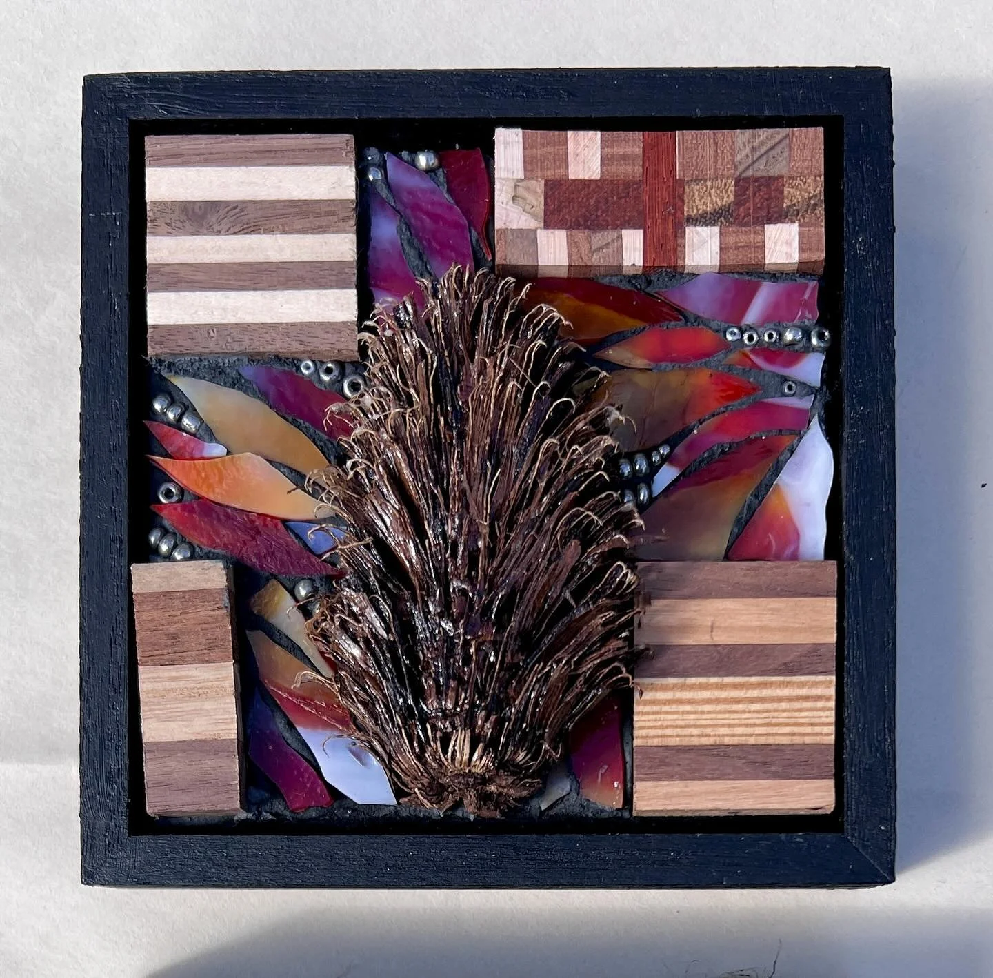 Autumn! Small Treasures series. 
#mosaic #mixedmediamosaic #weavervilleartsafari #ashevilleartist #studiotour