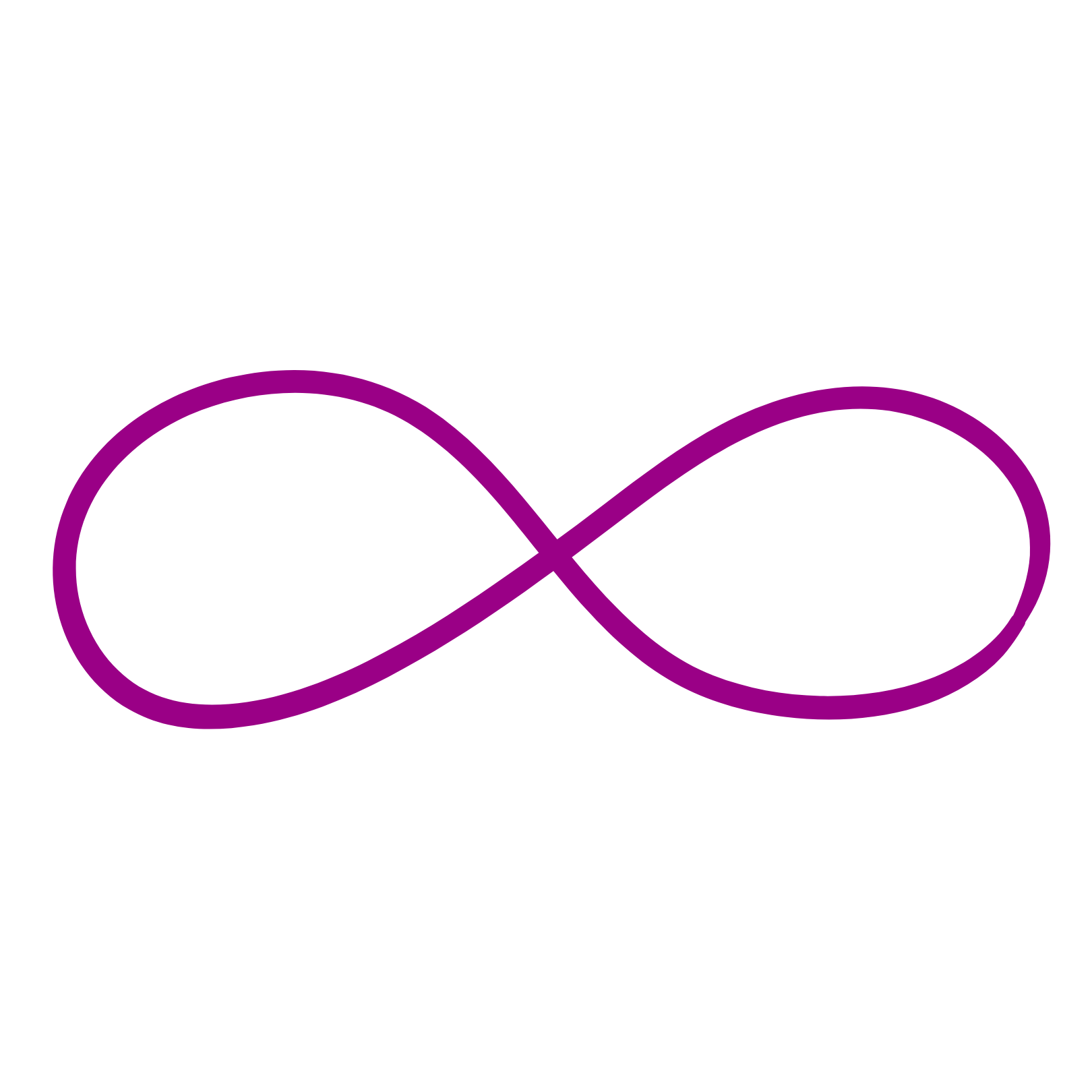 Purple infinity symbol on a black background.
