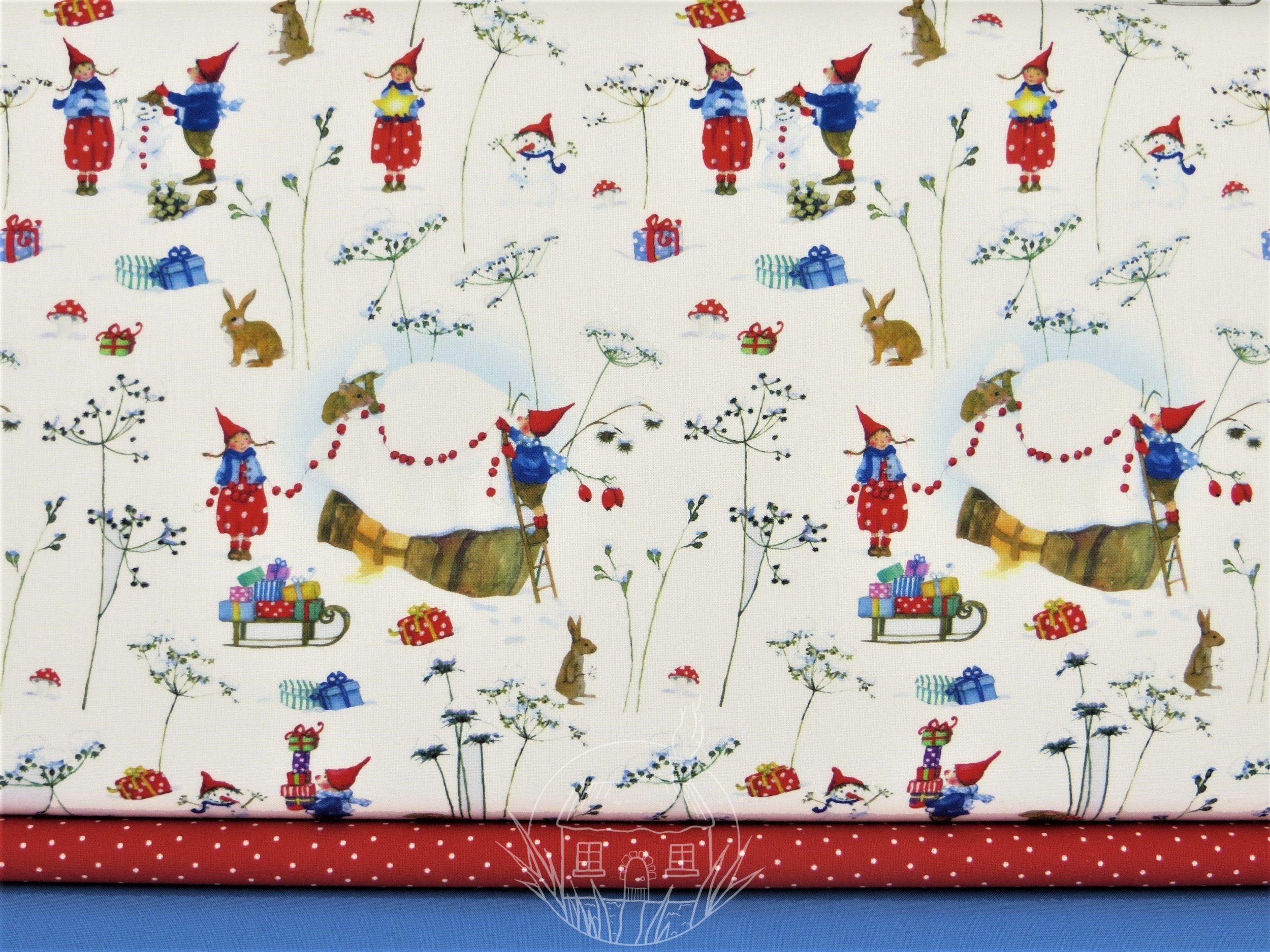 Snow Meadow with Pippa and Pelle by Acufactum — Elmhirst Fabrics