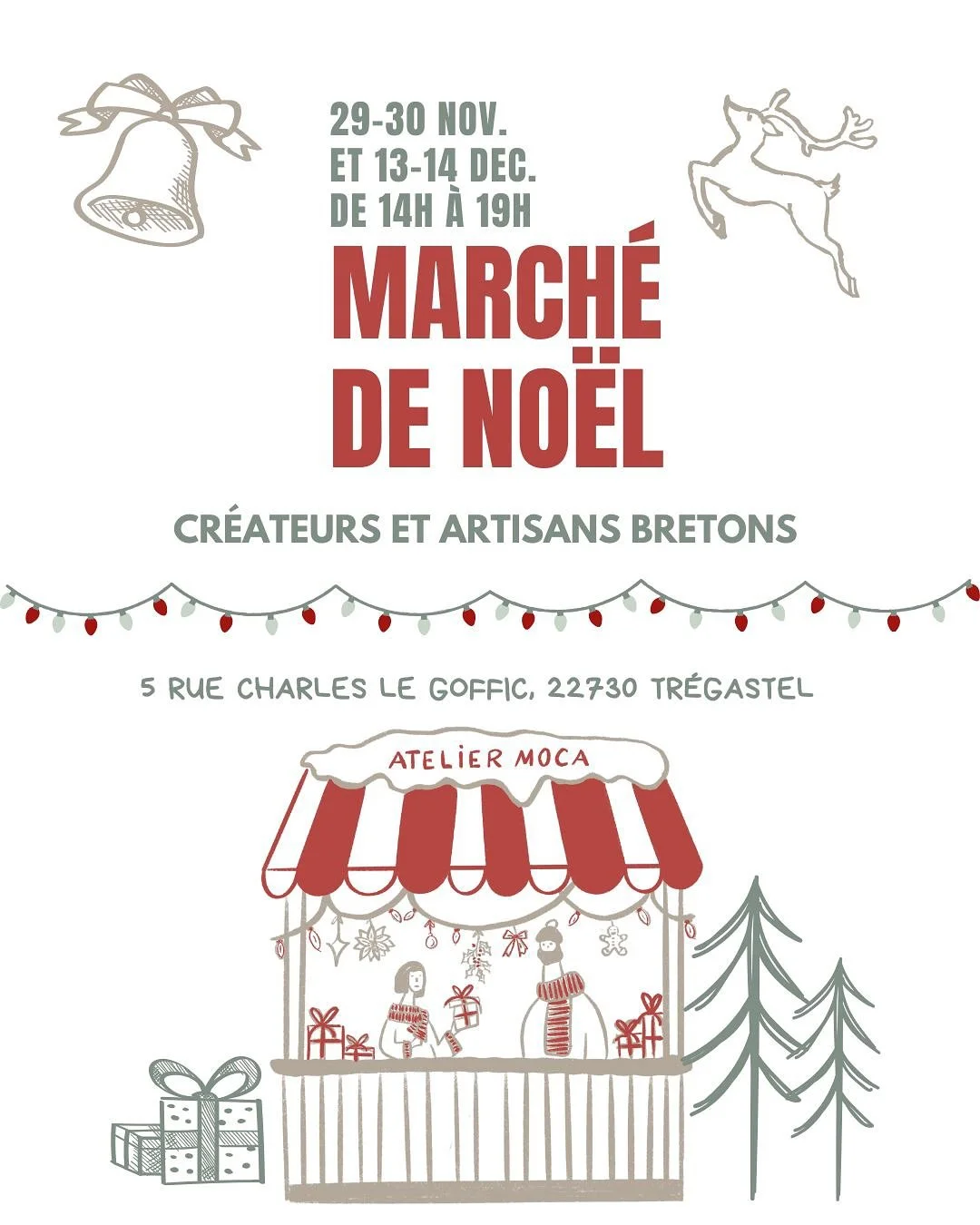 🎄✨ C&rsquo;est reparti pour la saison des march&eacute;s de No&euml;l &agrave; l&rsquo;atelier !

Je suis tellement heureuse de vous d&eacute;voiler le programme de cette ann&eacute;e : deux week-ends, plein de cr&eacute;ateurs bretons talentueux, d