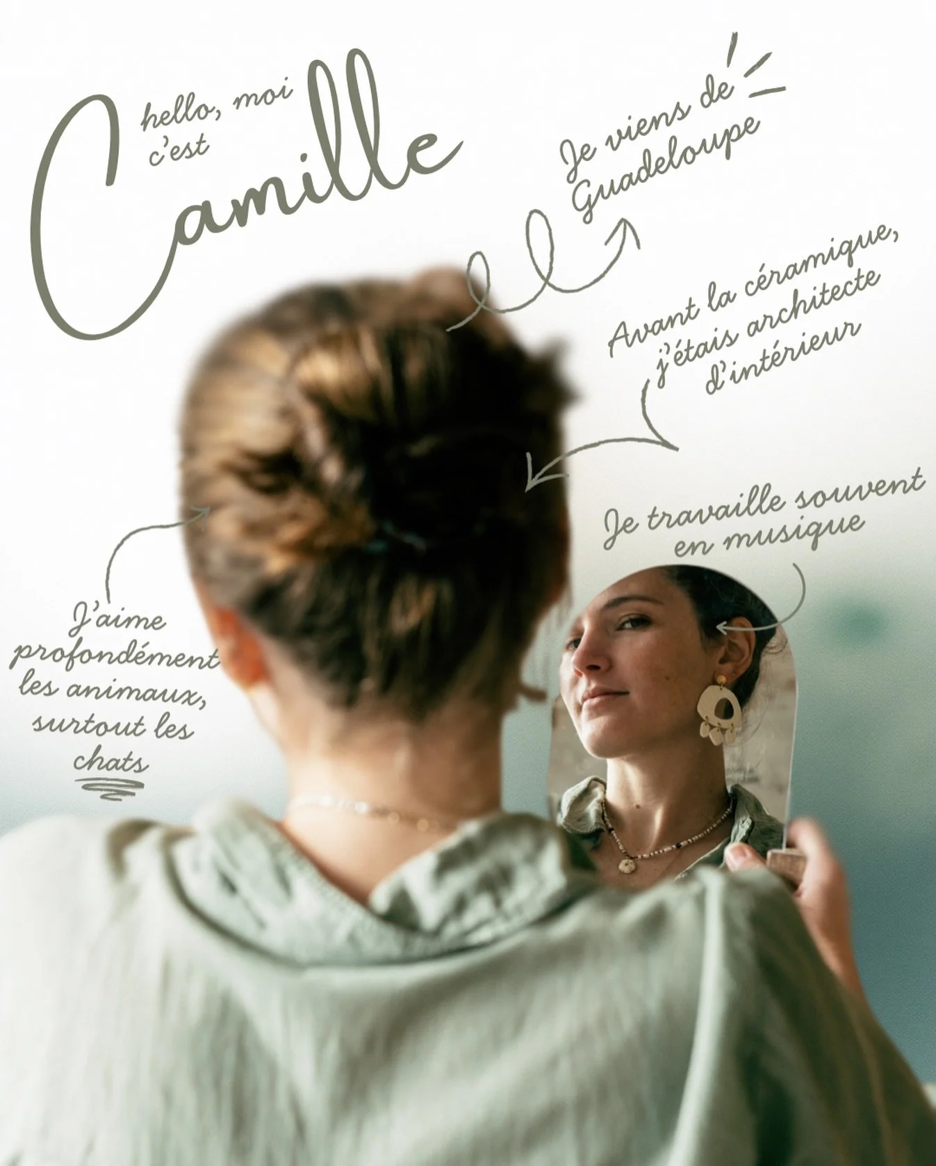 Un peu de moi, en ce d&eacute;but de l&rsquo;ann&eacute;e.

Je m&rsquo;appelle Camille.
Je viens de Guadeloupe, mais je vis en Bretagne. 
&Ecirc;tre proche de la nature est tr&egrave;s important pour moi. 🌱

Avant la c&eacute;ramique, j&rsquo;&eacut