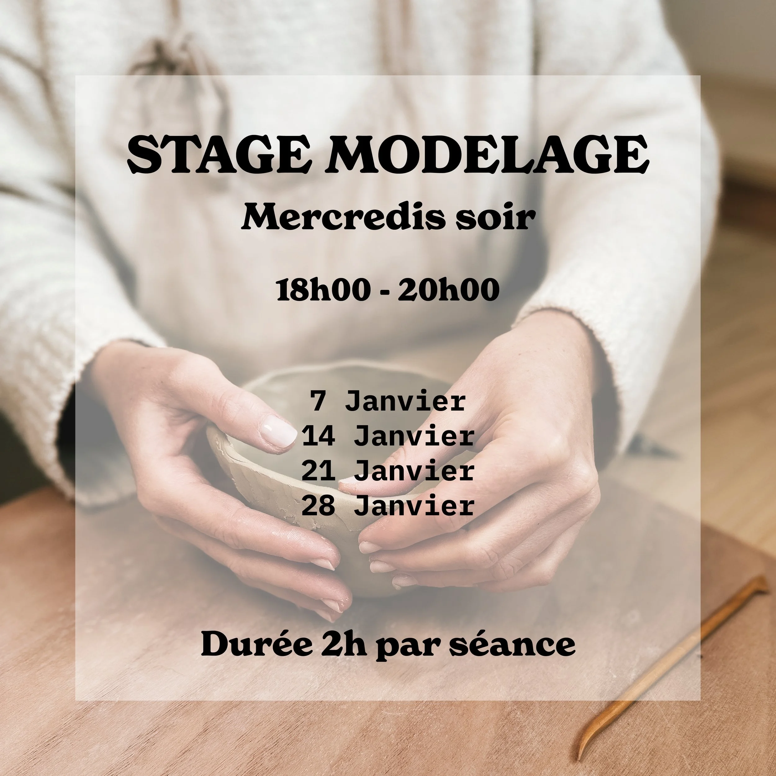Stage modelage - mercredis soir - Janvier 2026