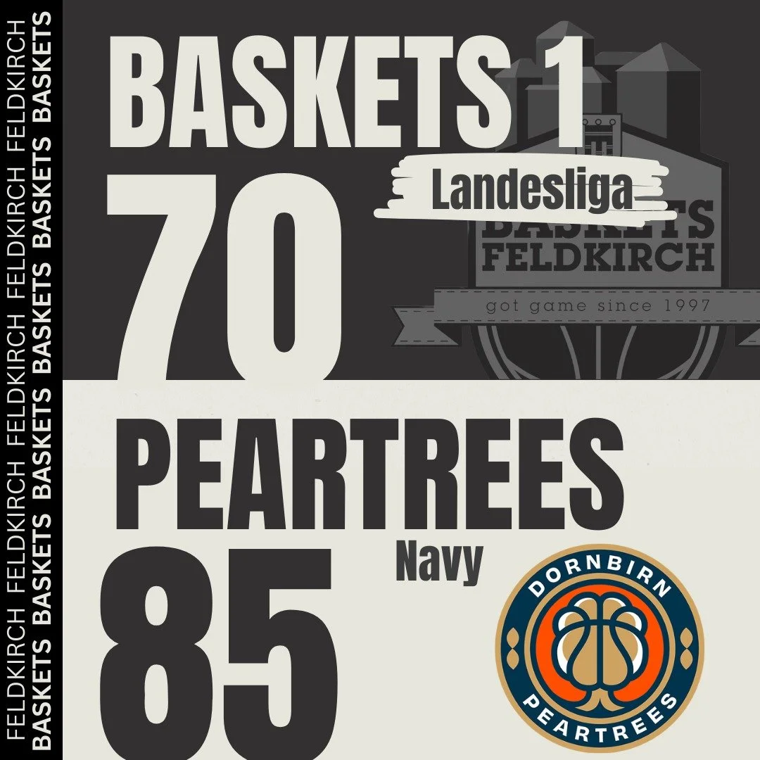 Baskets Herren 1 mit guter Leistung in Dornbirn!
Die stark dezimierten Baskets konnten das Spiel gegen Peartrees Navy &uuml;ber 36 Minuten offenhalten.
Coach Toni meinte dazu:
&bdquo;Wir mussten leider auf einige Stammspieler berufs- und verletzungsb