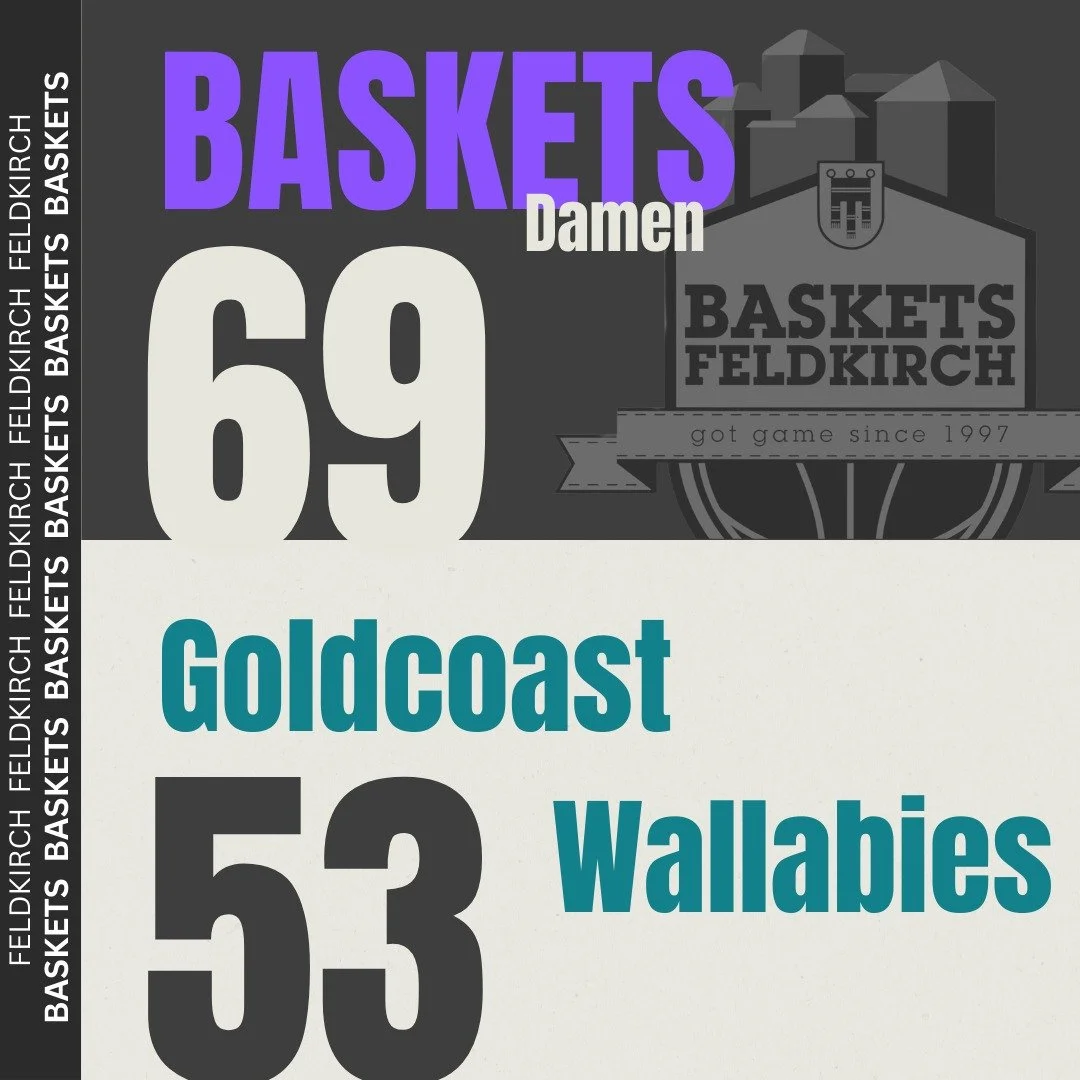 Sieg in K&uuml;snacht! 

Unsere Damen der Baskets Feldkirch holen sich trotz mehrere Ausf&auml;lle einen klaren Sieg gegen die Goldcoast Wallabies in der Regionalliga!

Ohne unsere Topscorerin Nadia (krank) sowie Alina (Achillessehne) und Judith (Aus