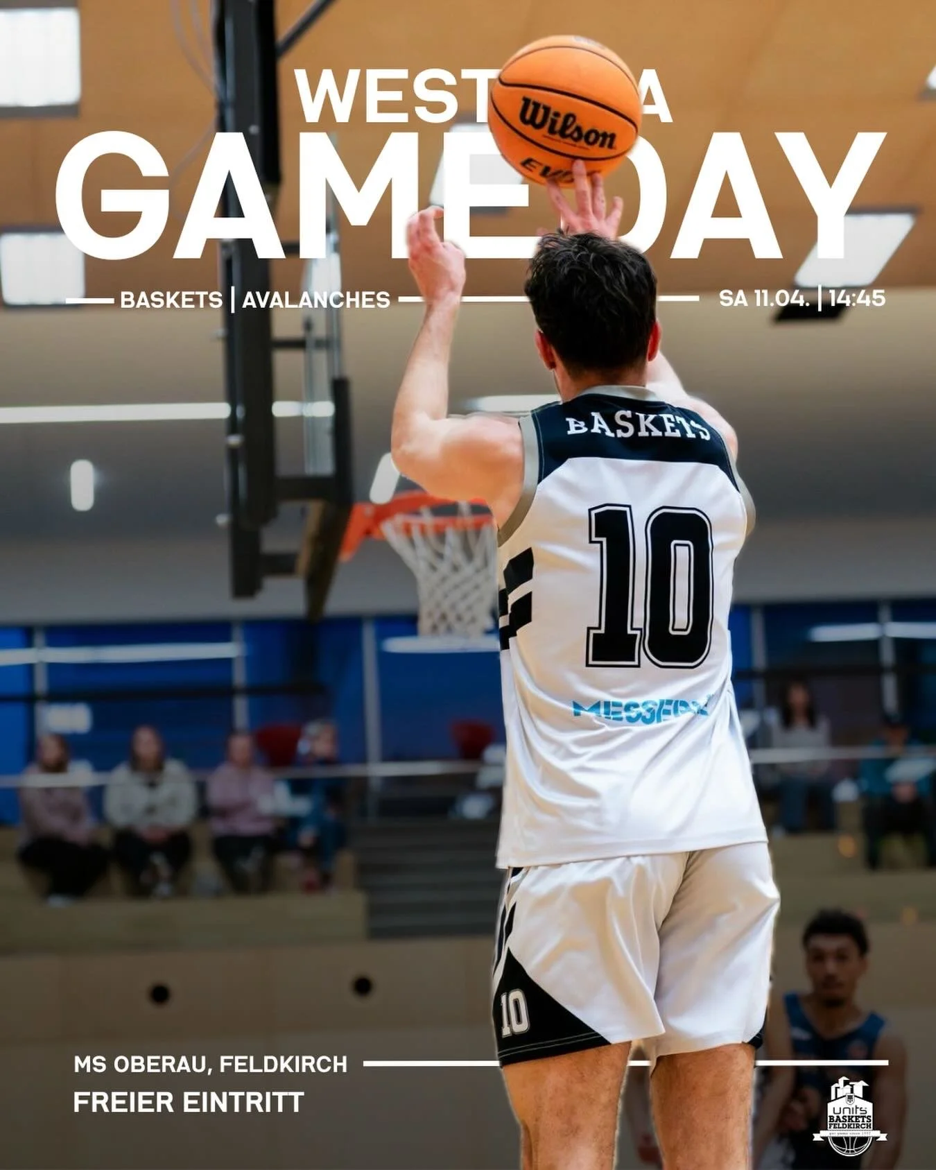 **WESTLIGA**
Am Samstag um 14:45 Uhr, treffen unsere Baskets in der Oberauhalle auf die @usi_avalanches_bb 
Nach der herben Niederlage in Innsbruck gibt es einiges wieder gut zu machen. Ob f&uuml;r unsere Baskets was zu holen ist? - Seid auf jeden Fa