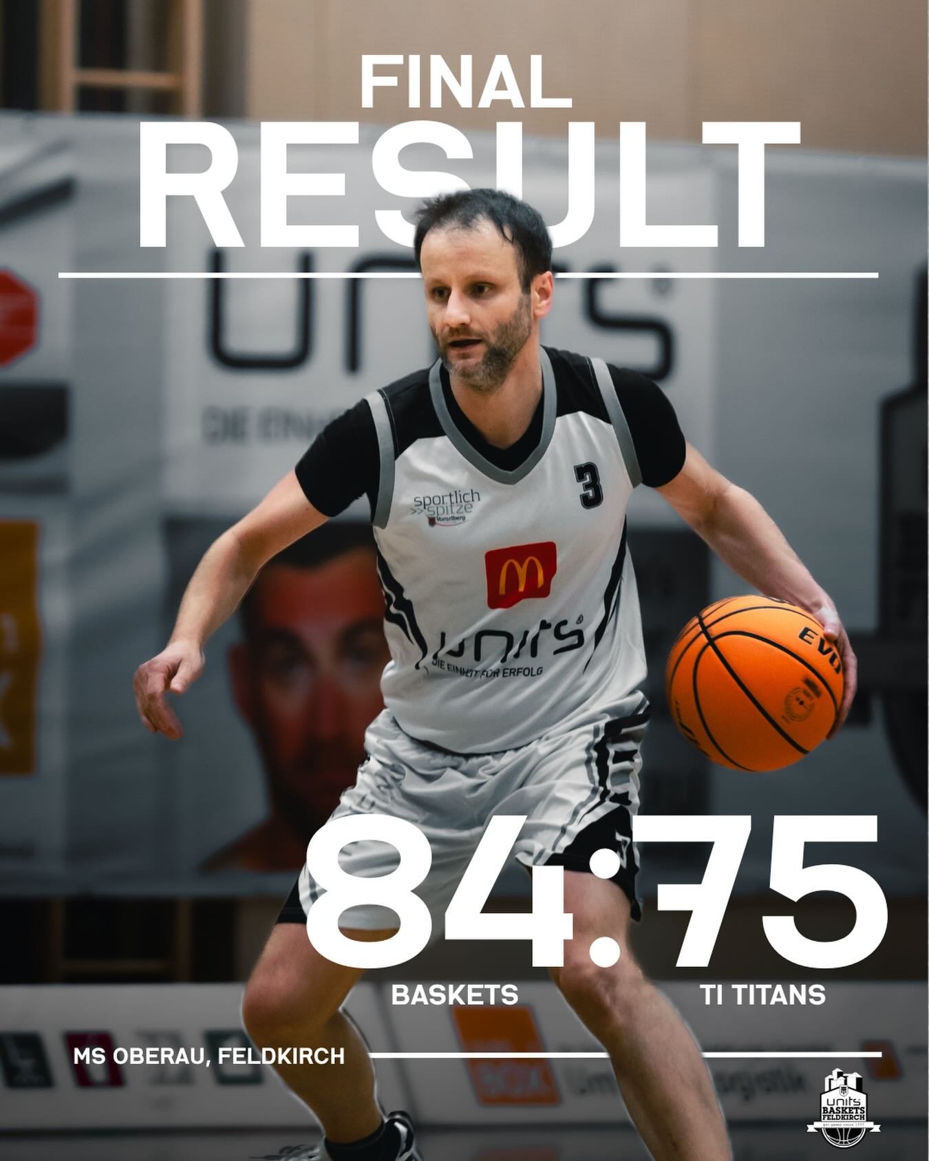 Mit 84:75 k&ouml;nnen unsere Baskets den ersten Sieg in der laufenden Westliga Saison einfahren.
Die G&auml;ste aus Innsbruck konnten unser Tempo gut mitgehen und uns immer wieder fordern, doch wir hatten auf alles die richtige Antwort und das Spiel 