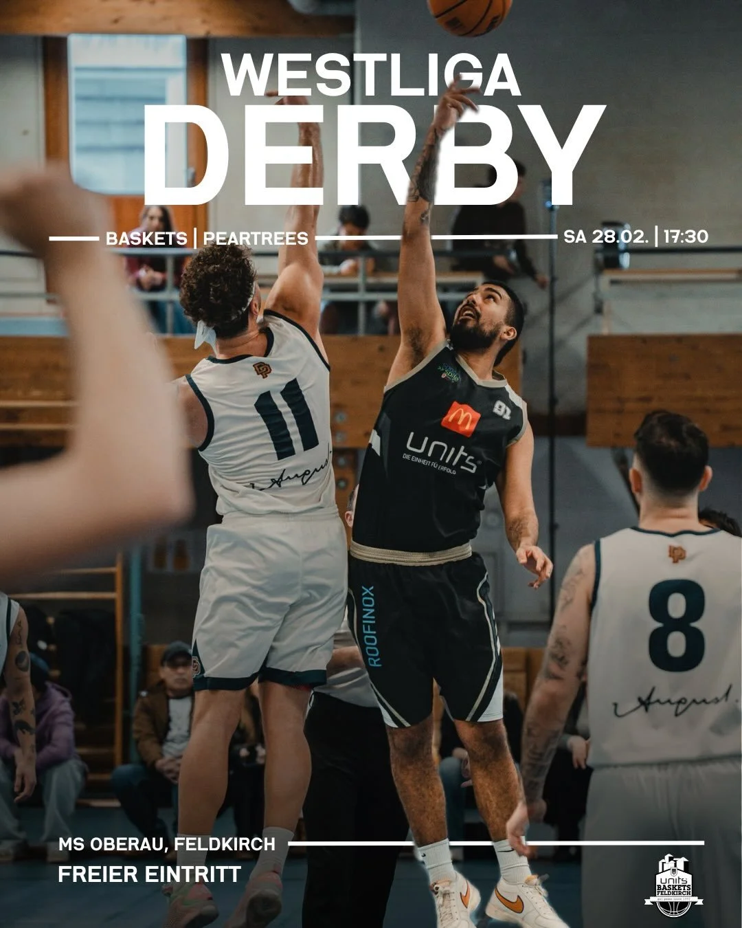 🔥 Westliga L&auml;ndle-Derby! 🔥

Am Samstag empfangen wir die @dornbirn.peartrees zum n&auml;chsten Kracher in der Westliga! 🏀

Nach der deutlichen Niederlage in Dornbirn haben wir noch eine Rechnung offen. Zuhause wollen wir von Beginn an mehr Dr