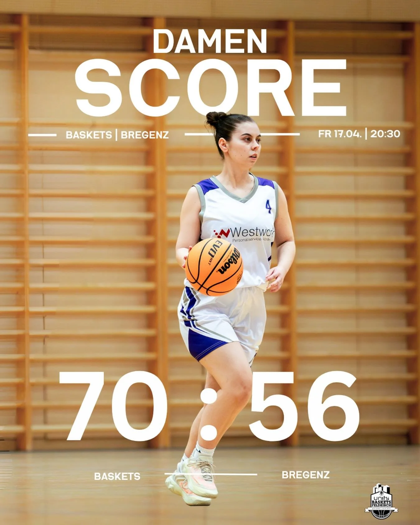 AUSW&Auml;RTSSIEG IN BREGENZ 🔥

Unsere Damen setzen ihre Siegesserie fort und gewinnen ausw&auml;rts in Bregenz mit 70:56! Damit stehen wir jetzt bei unglaublichen 13 Spielen &ndash; 13 Siegen und bleiben weiterhin ungeschlagen. 🙌

Das Spiel hatte 