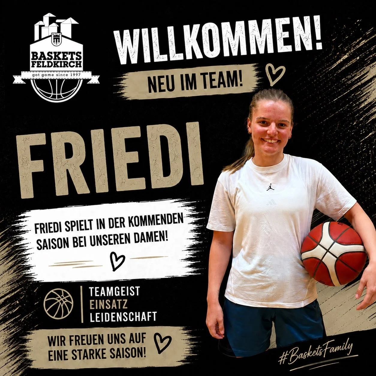 WEITERER NEUZUGANG BEI DEN BASKETS DAMEN! 🤩

Mit Friedi d&uuml;rfen wir einen weiteren Neuzugang in unserem Damen-Team begr&uuml;&szlig;en!

Friedi wird uns in der kommenden Saison mit ihrer Energie, ihrem Einsatz und ihrer positiven Einstellung sow
