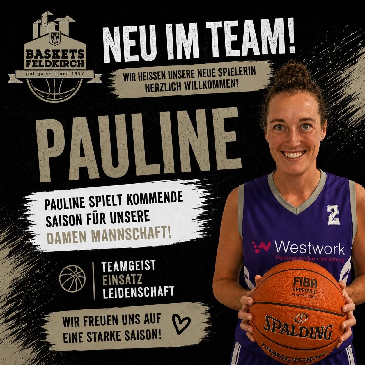 WELCOME BACK, PAULINE 🤩

Pauline Summer kehrt zu den Baskets Feldkirch zur&uuml;ck und verst&auml;rkt unser Damen-Team!

Pauline hat selbst bei den Baskets mit Basketball begonnen und war sp&auml;ter auch einige Zeit als Trainerin im Verein aktiv.
N