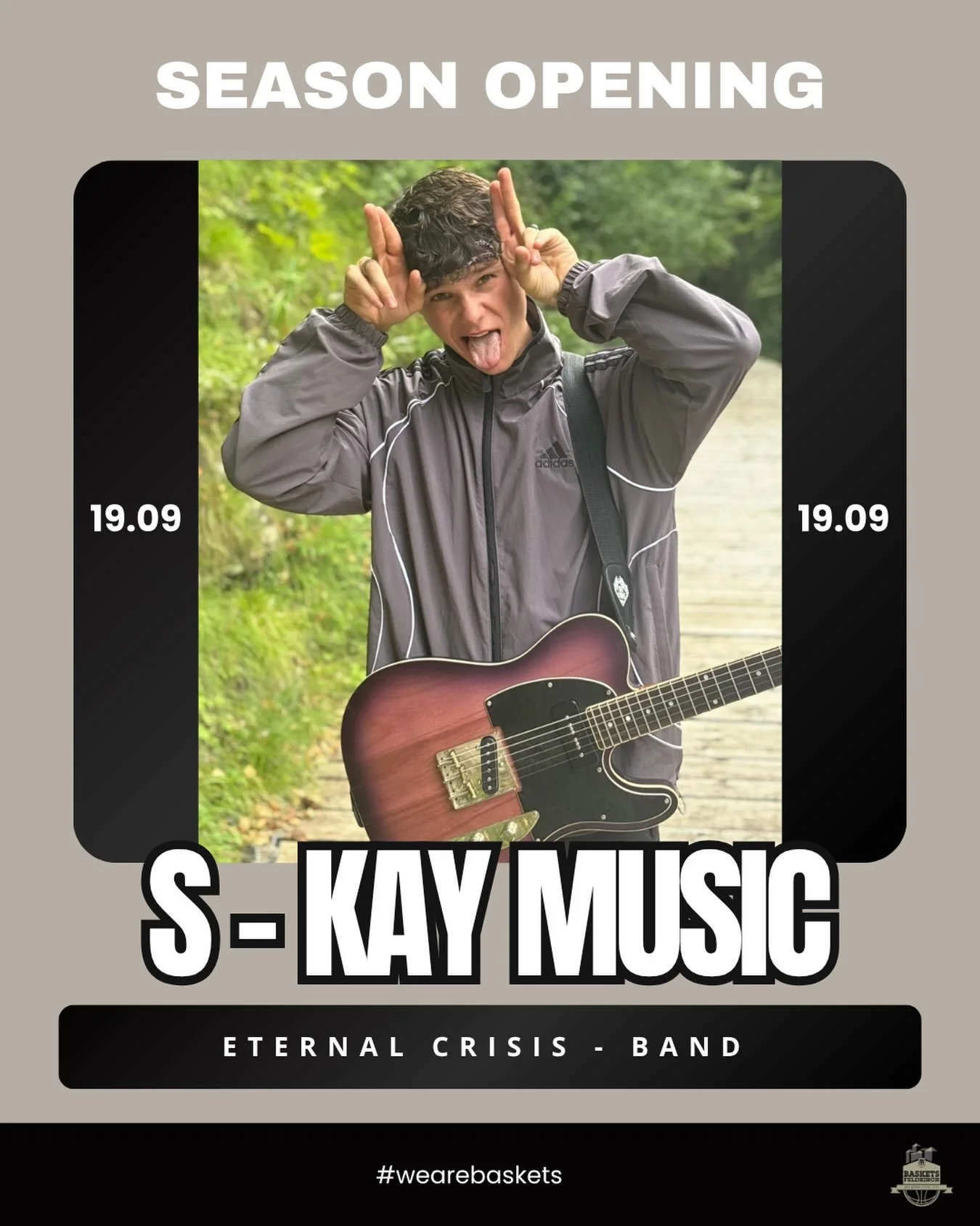 Die erste &Uuml;berraschung f&uuml;rs Season Opening steht fest!

Beim Season Opening am 19.09. erwartet euch Live-Musik von S-Kay Music &amp; Eternal Crisis! 🎸
@eternal.crisis_official 
@s_kay_music 

Freut euch auf einen unvergesslichen Abend mit 