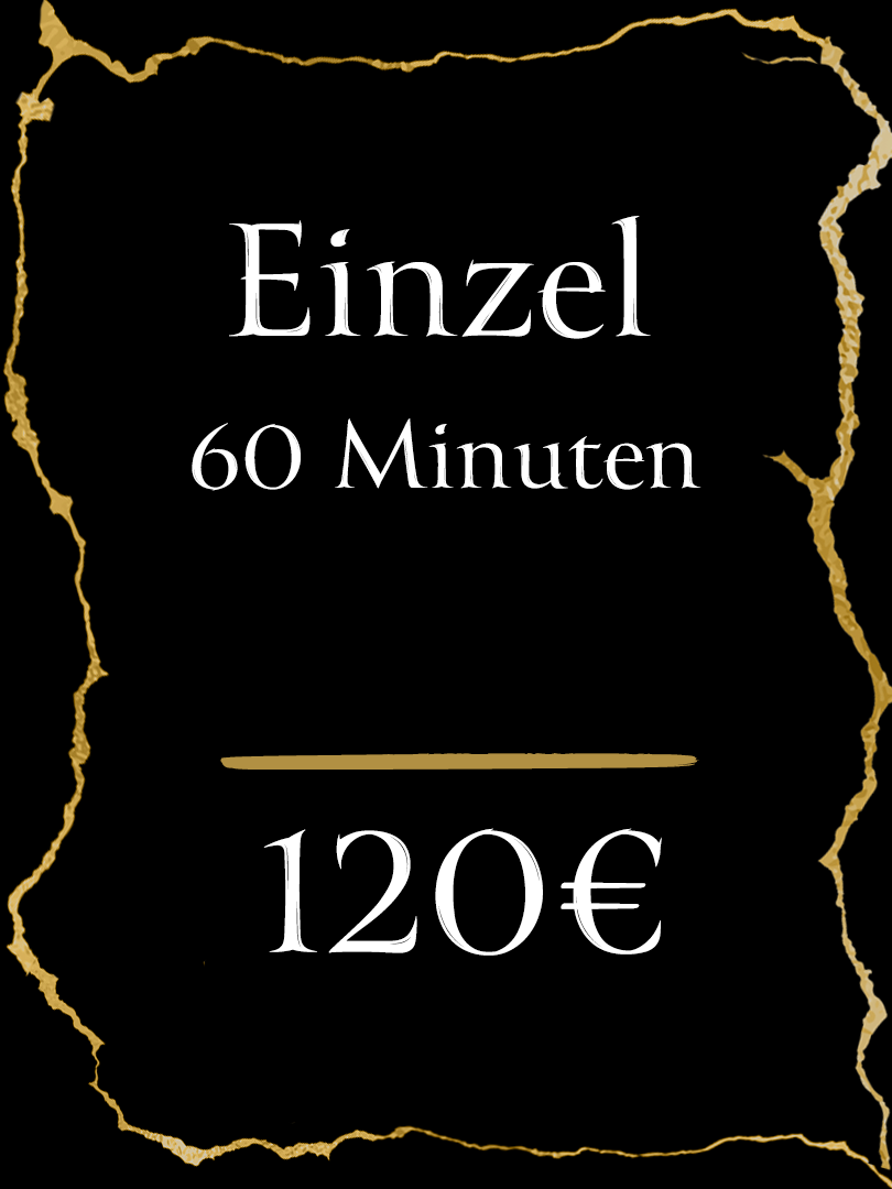 Ein Preisschild für Einzelsitzungen, deren kosten 120€ für 60 Minuten betragen.