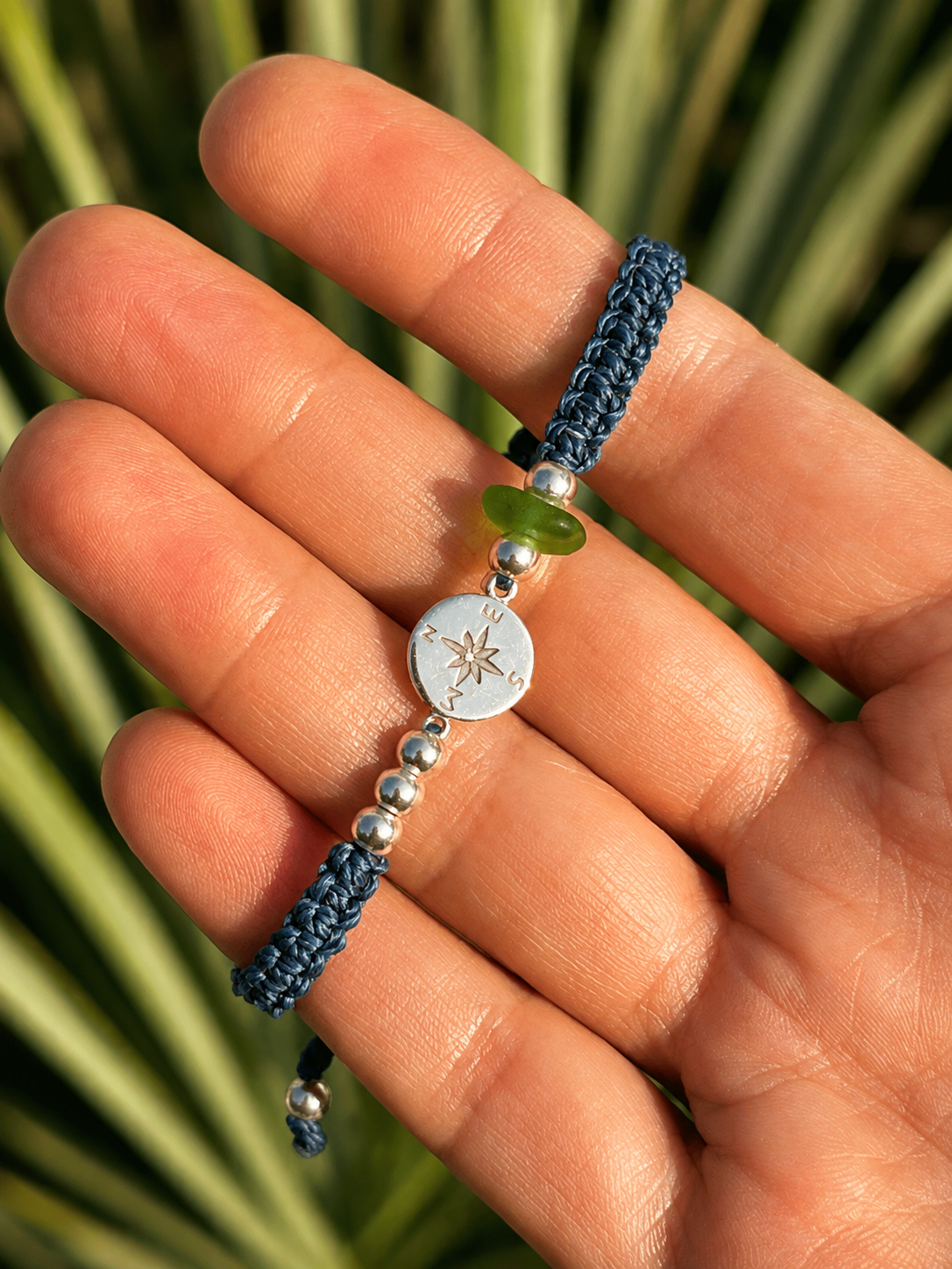 Bracelet ROSE DES VENTS – Argent 925 & verre de mer 🌊