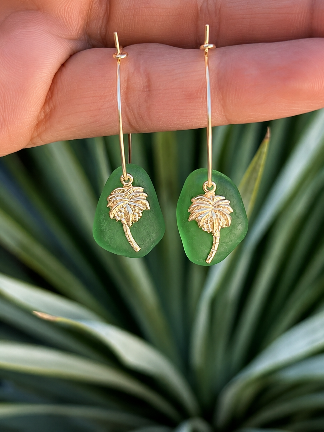 Créoles PALAWAÏ – Gold Filled 14K & verres de mer
