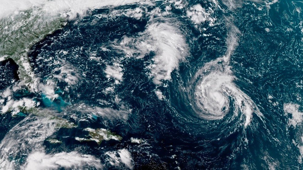  Aerial view of Hurricane Florence in 2018 