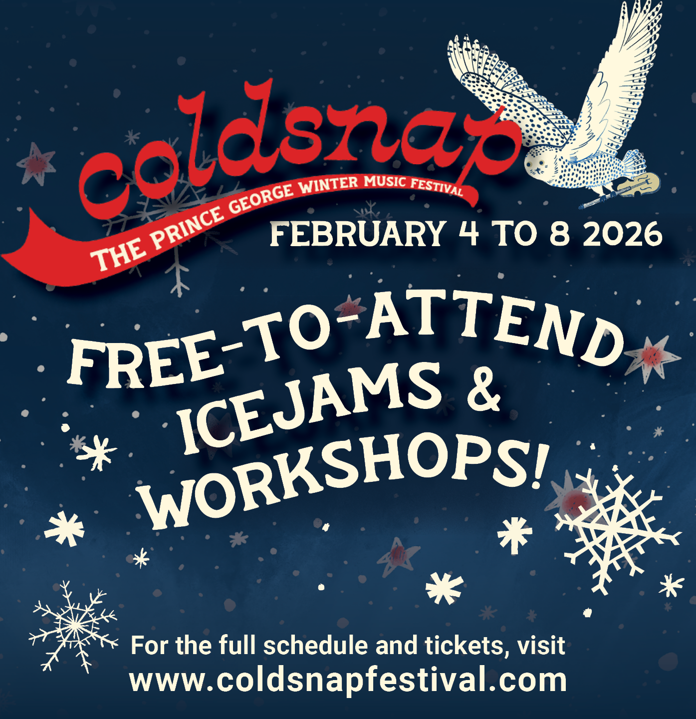 Come in from the Cold! Workshops and IceJams Return for Coldsnap 2026!