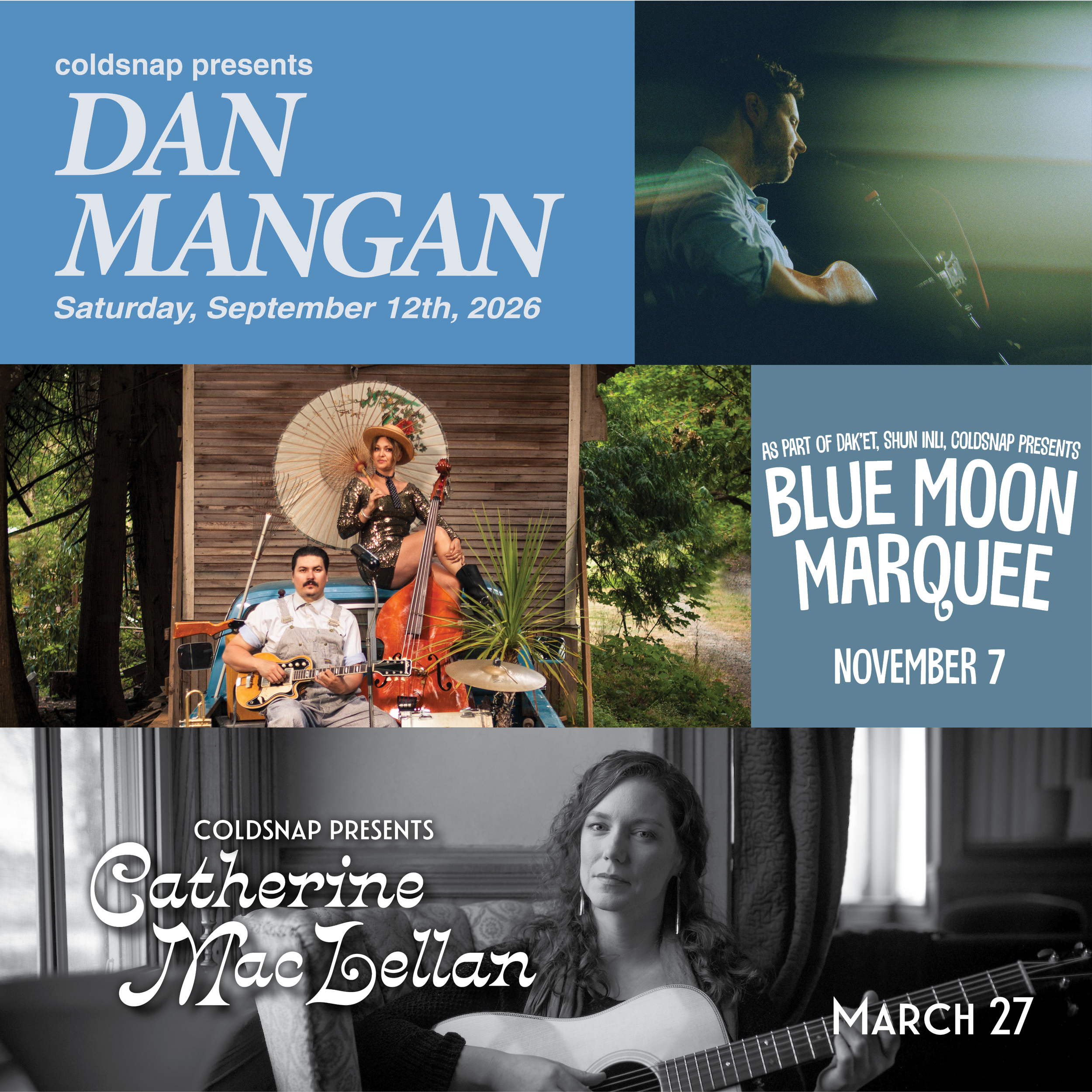 Coldsnap Presents Concert Series Returns with Dan Mangan, Blue Moon Marquee and Catherine MacLellan