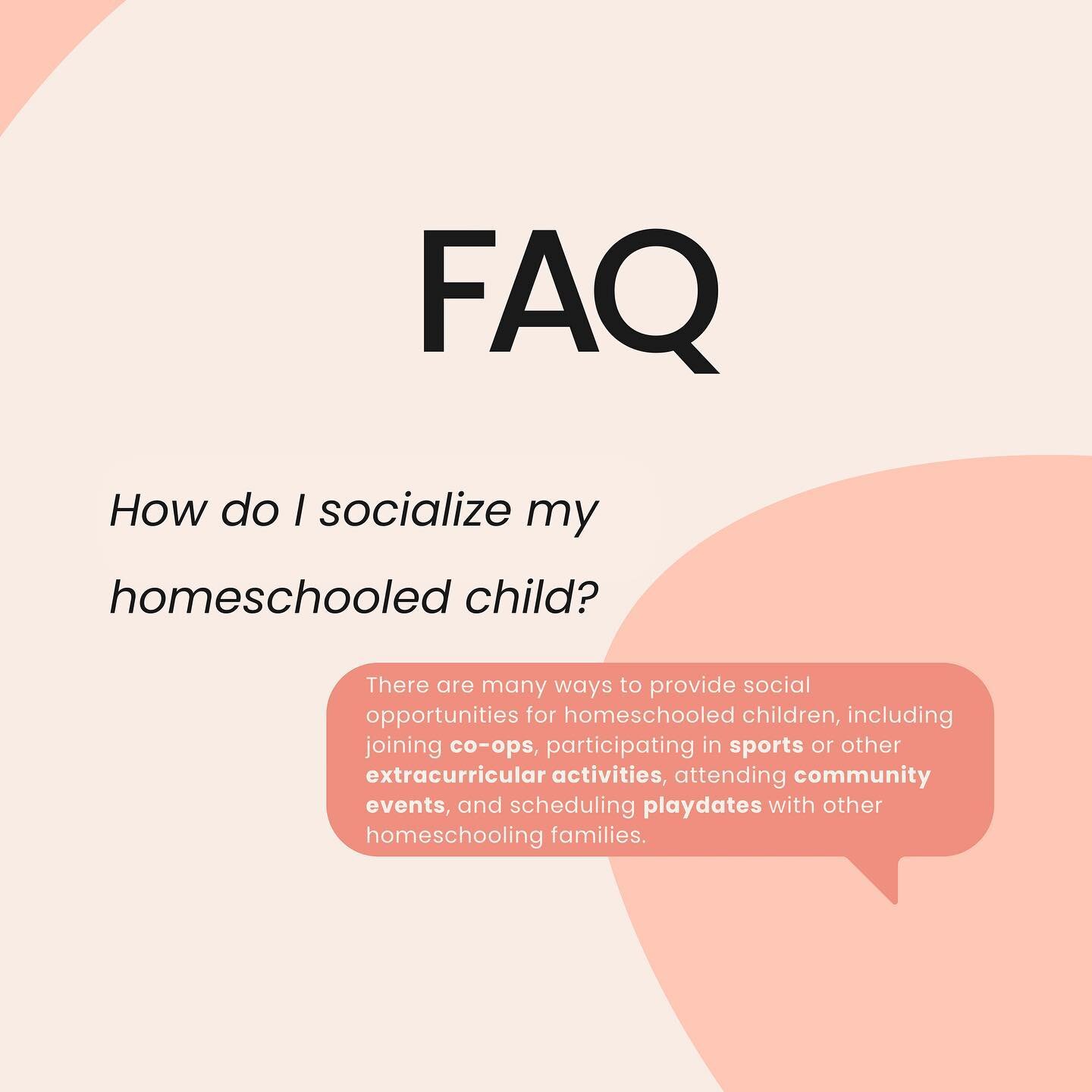 🏡 Socialization is a common concern for new homeschooling parents (and parents considering homeschool). But there are ways to provide social opportunities for kids. 

They can join co-ops, participate in extracurricular activities like sports ⚽️ or 