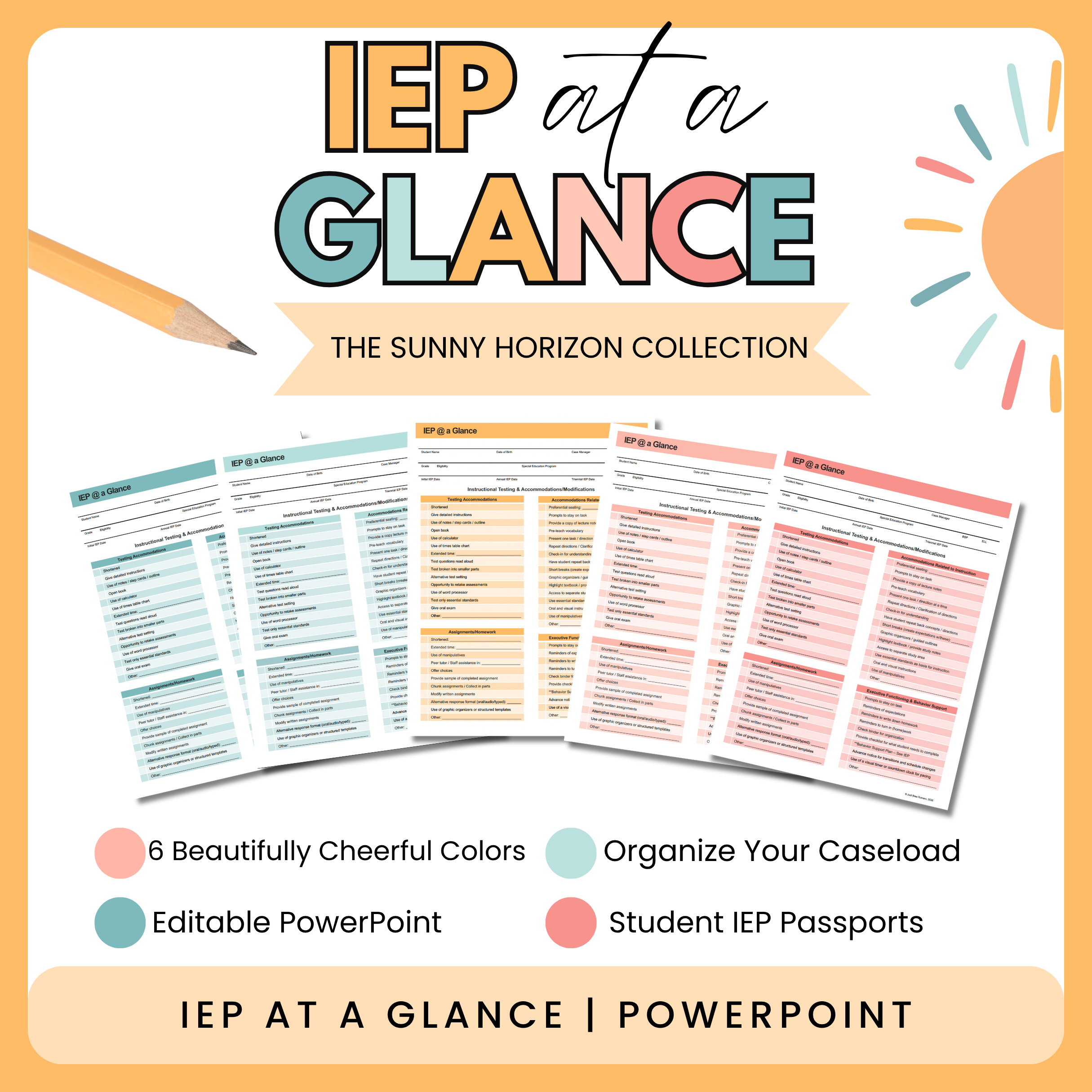 Editable IEP at a Glance Template | Editable IEP Passport Template | PowerPoint Template | Sunny Horizon Collection
