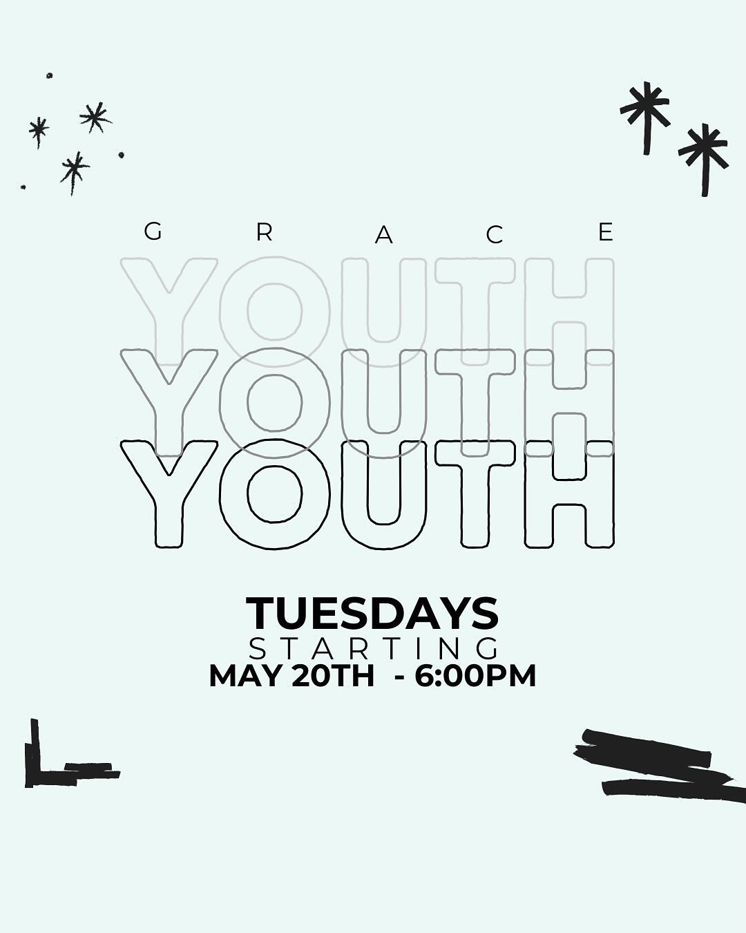 We are so excited that Grace Youth will be launching on May 20! 

You can learn more on our website: https://www.youngstowngrace.org/youth

Make friends. Love God. Love Well.