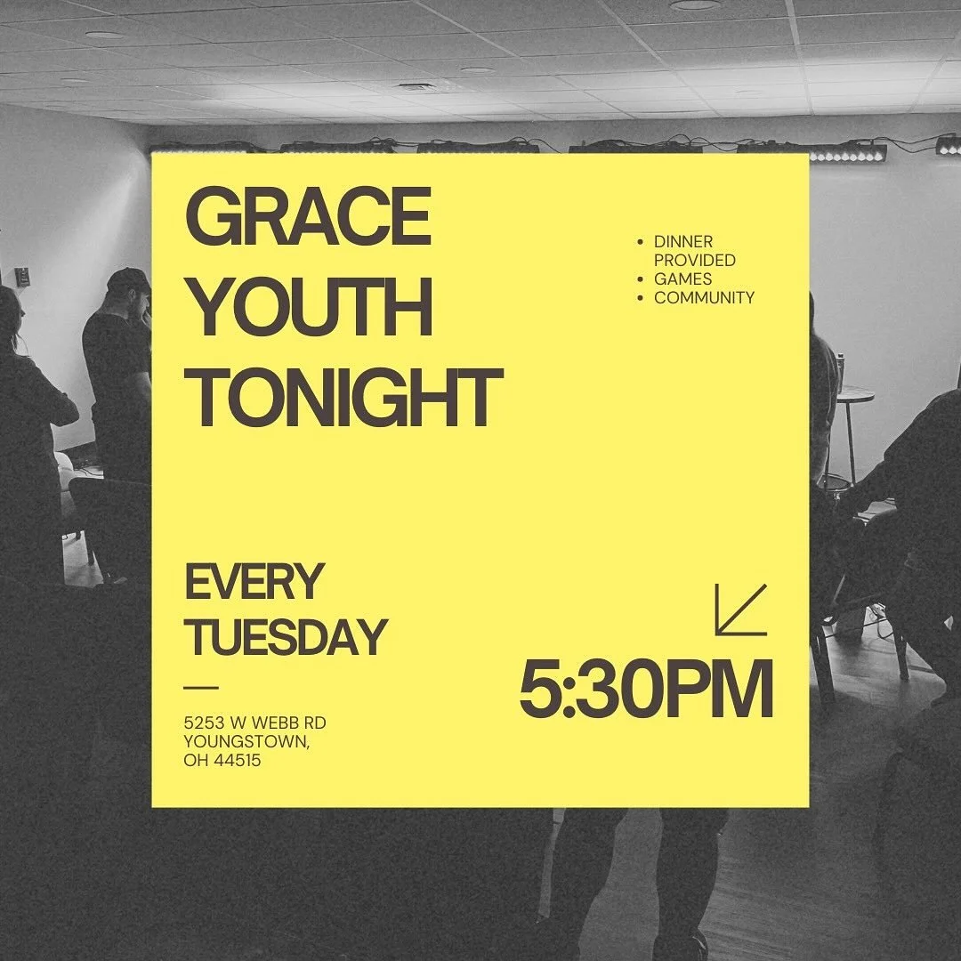 GRACE YOUTH IS TONIGHT AT 5:30PM

Bring a friend and we&rsquo;ll bring the good food, conversations, community and games!