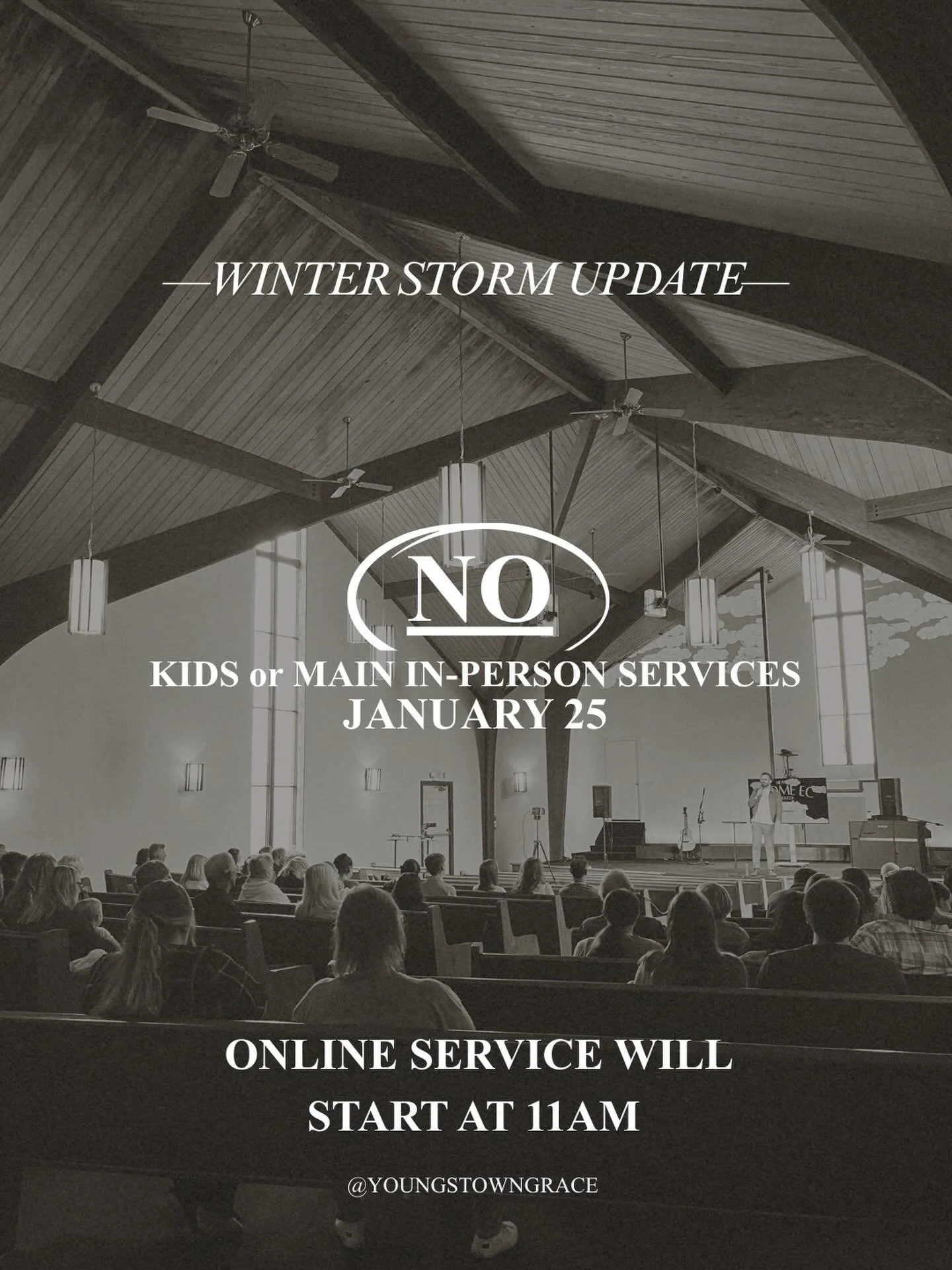 &mdash;PLEASE READ&mdash;
There will be no in-person service tomorrow! BUT the online service will start at 11AM! Grab a cup of coffee and join us online tomorrow, and we&rsquo;ll see you here for Vision Sunday next Sunday, February 1 at 11AM.