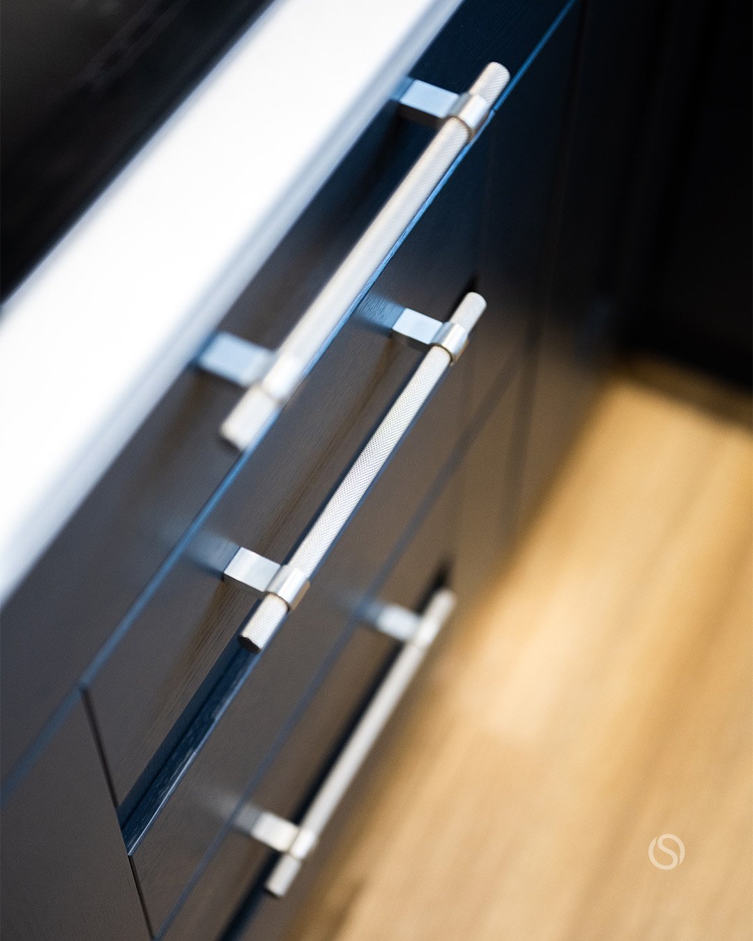 Blue Shaker Kitchen Silver Hardware